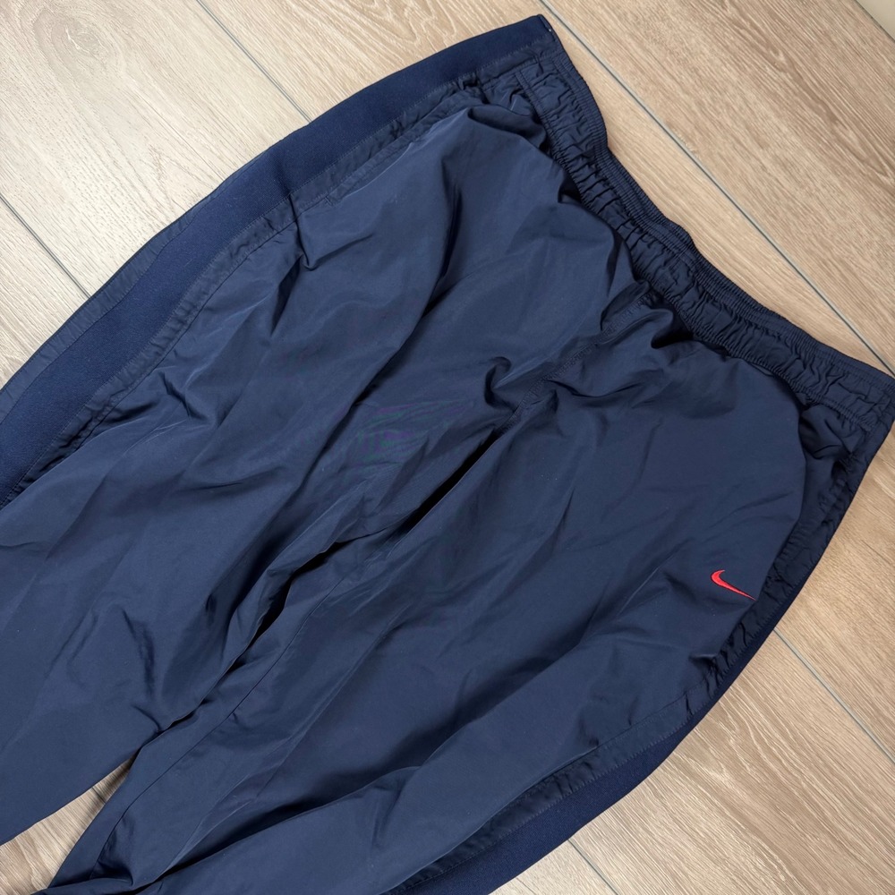 Nike Mens Track Pants Mesh Lined Ankle Zip Swoosh Navy Blue XL